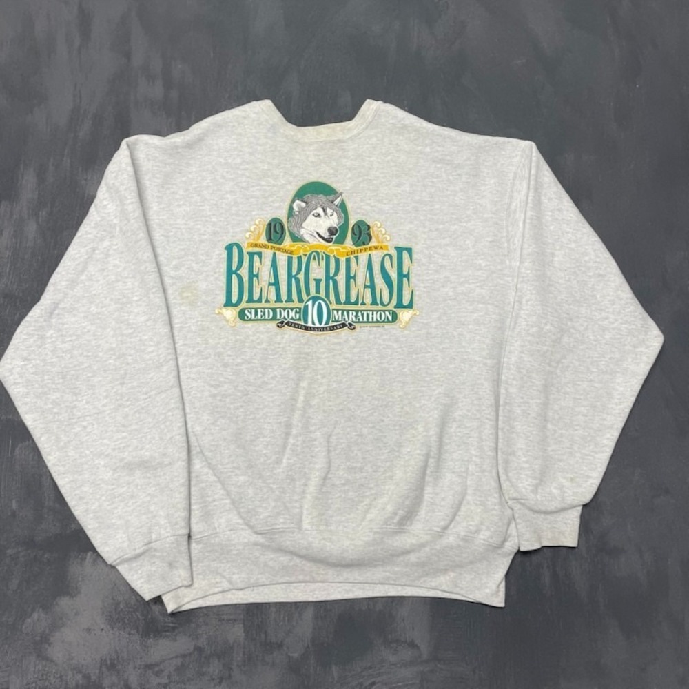 Vintage Beargrease Sled Dog Marathon Sweatshirt Men XXL Grey 90s Fruit of Loom